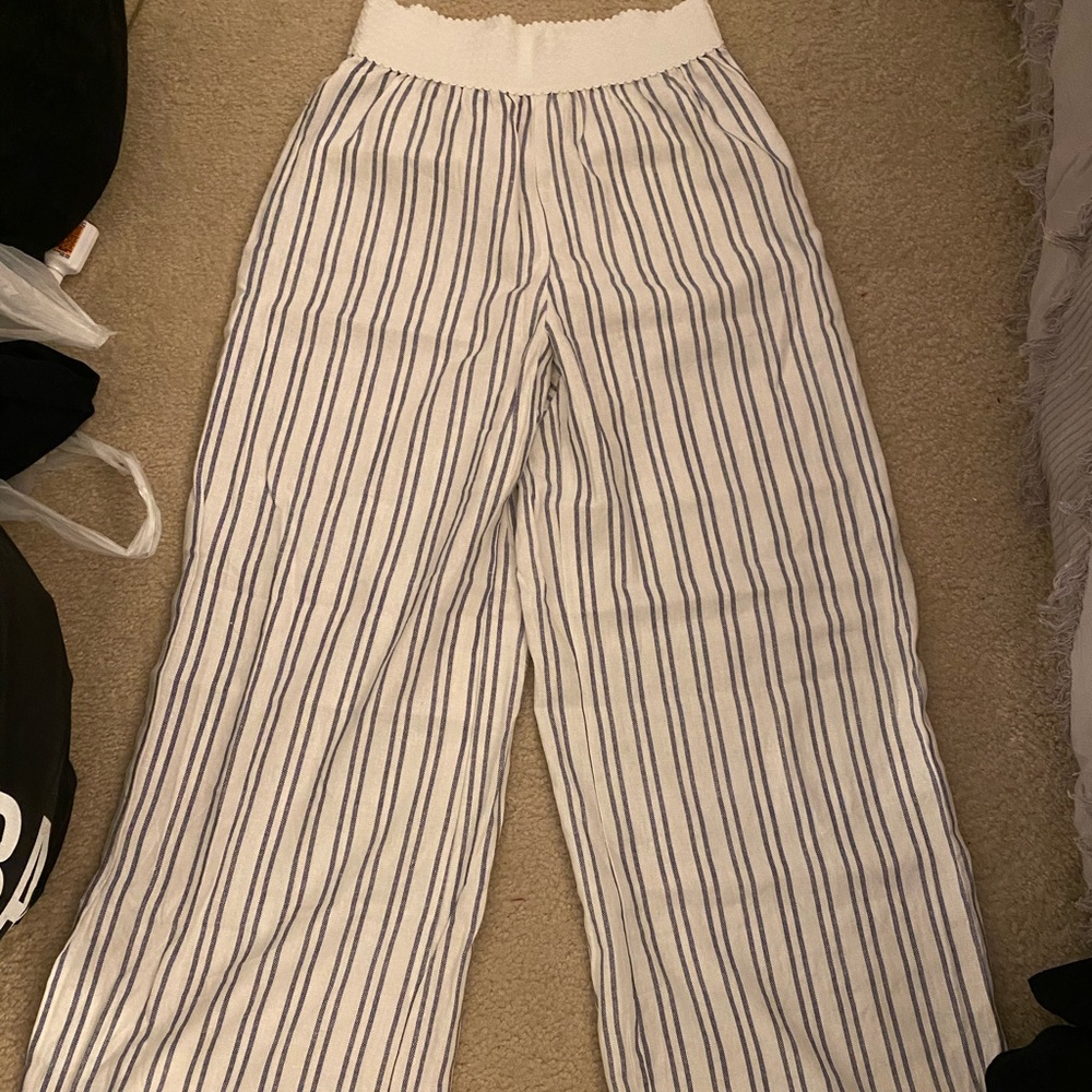White with blue stripes palazzo pants!